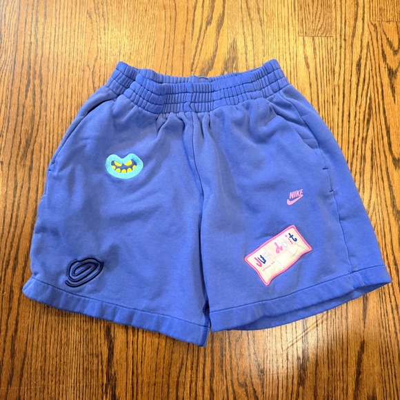 Nike Other - Nike FlyEase Sportswear Fleece Shorts Patch‎ Graphics Blue Kids Size Large